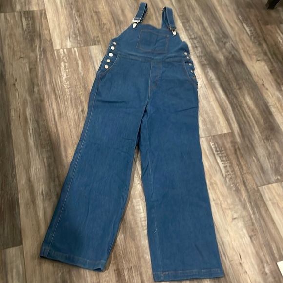 Capulet Lennon high waisted wide leg retro denim overalls size large - Picture 4 of 9